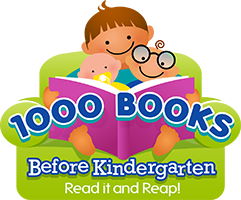 1000 books before kindergarten stylized kids on green couch